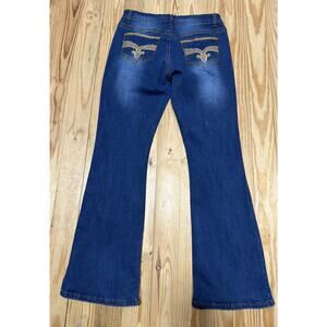 Bamboo Women's 15 Embellished HR Flare Leg Denim Jeans Studded Rhinestones 31x30